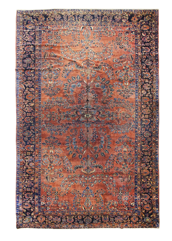 A23733 Persian Rug Lilihan Handmade Area Traditional Antique 11'0'' x 16'11'' -11x17- Red Blue Floral Design
