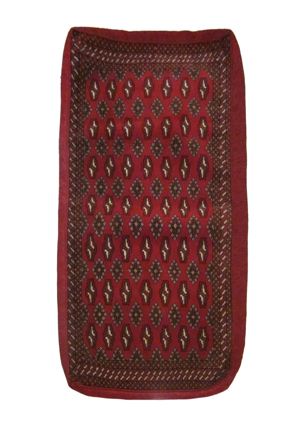 A23812 Persian Rug Turkmen Handmade Pillow Tribal 2'1'' x 4'7'' -2x5- Red Elephant Foot Bokhara Design