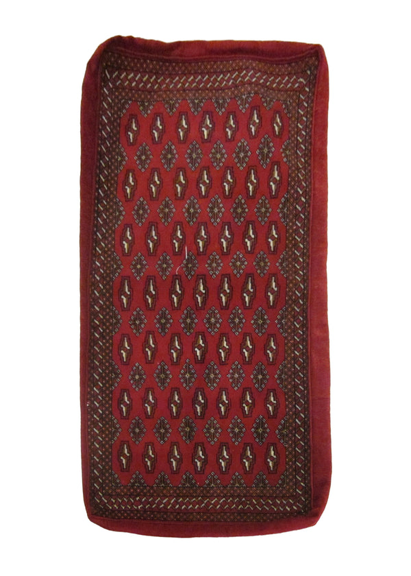 A23813 Persian Rug Turkmen Handmade Pillow Tribal 2'1'' x 4'3'' -2x4- Red Elephant Foot Bokhara Design