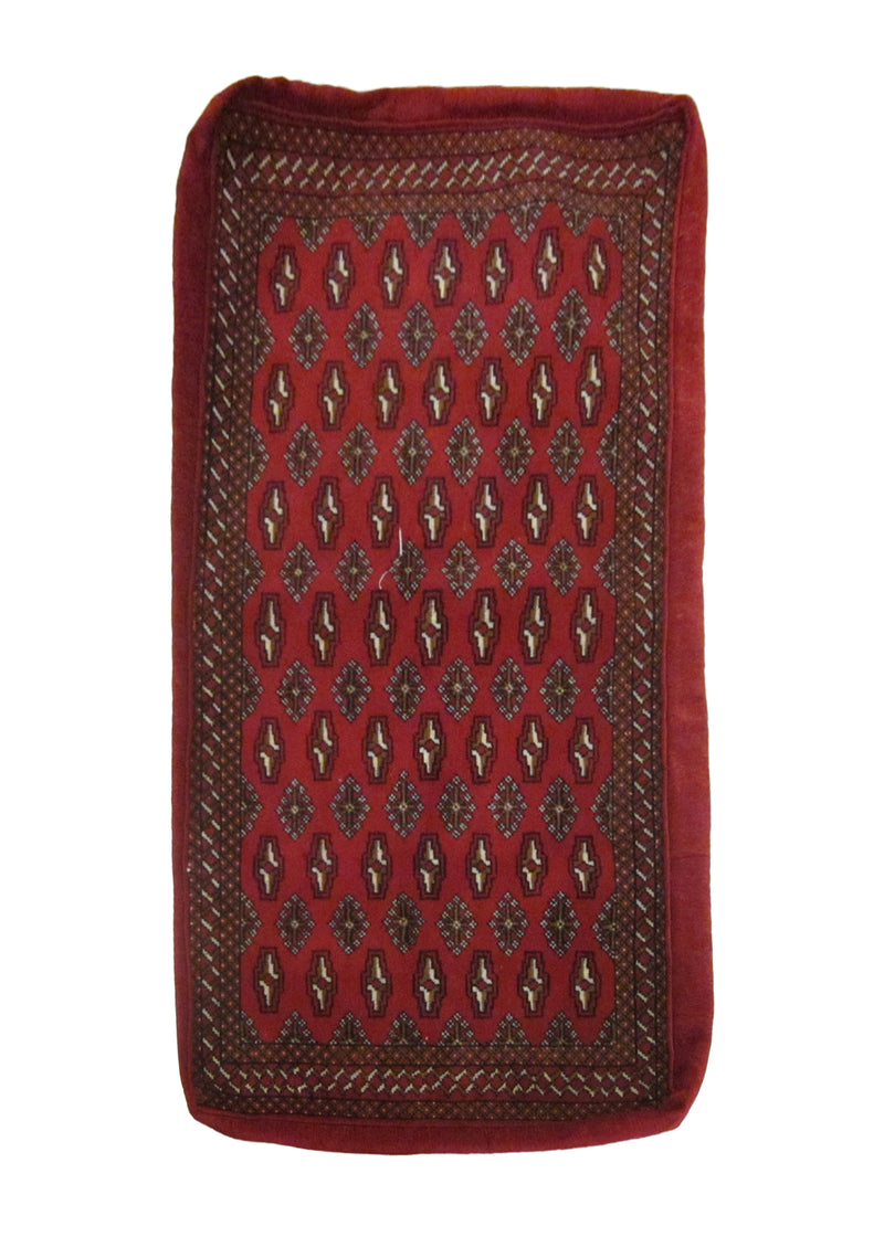 A23813 Persian Rug Turkmen Handmade Pillow Tribal 2'1'' x 4'3'' -2x4- Red Elephant Foot Bokhara Design