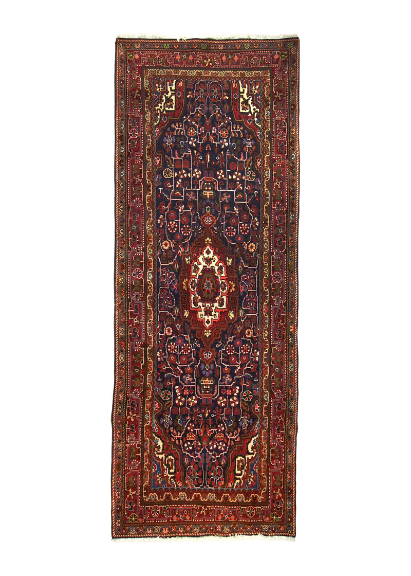 A23816 Persian Rug Josan Handmade Runner Traditional 4'5'' x 11'9'' -4x12- Blue Red Floral Design.jpg