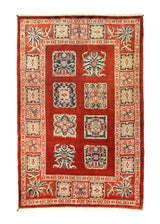 A23850 Persian Rug Bijar Handmade Area Traditional 5'6'' x 9'0'' -6x9- Red Geometric Design.jpg