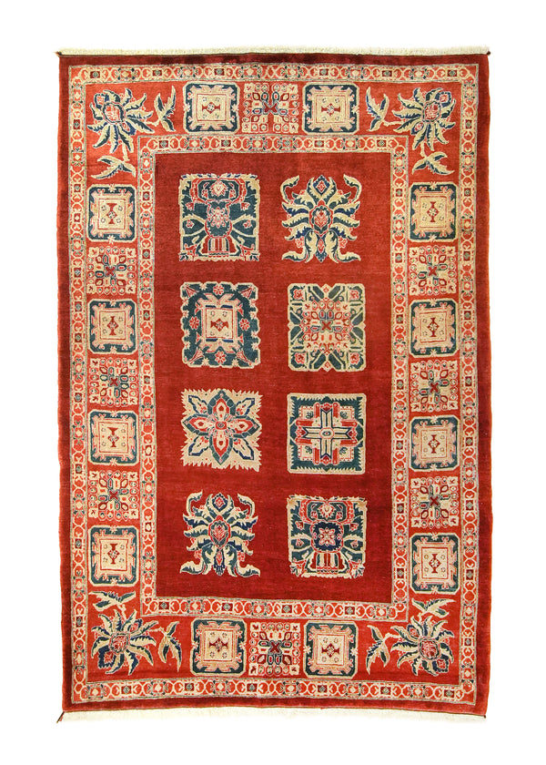 A23850 Persian Rug Bijar Handmade Area Traditional 5'6'' x 9'0'' -6x9- Red Geometric Design.jpg