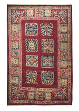 A23850 Persian Rug Bijar Handmade Area Traditional 5'6'' x 9'0'' -6x9- Red Geometric Design