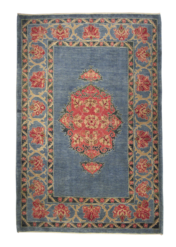 A23851 Persian Rug Bijar Handmade Area Traditional 5'8'' x 8'6'' -6x9- Blue Pink Open Field Design