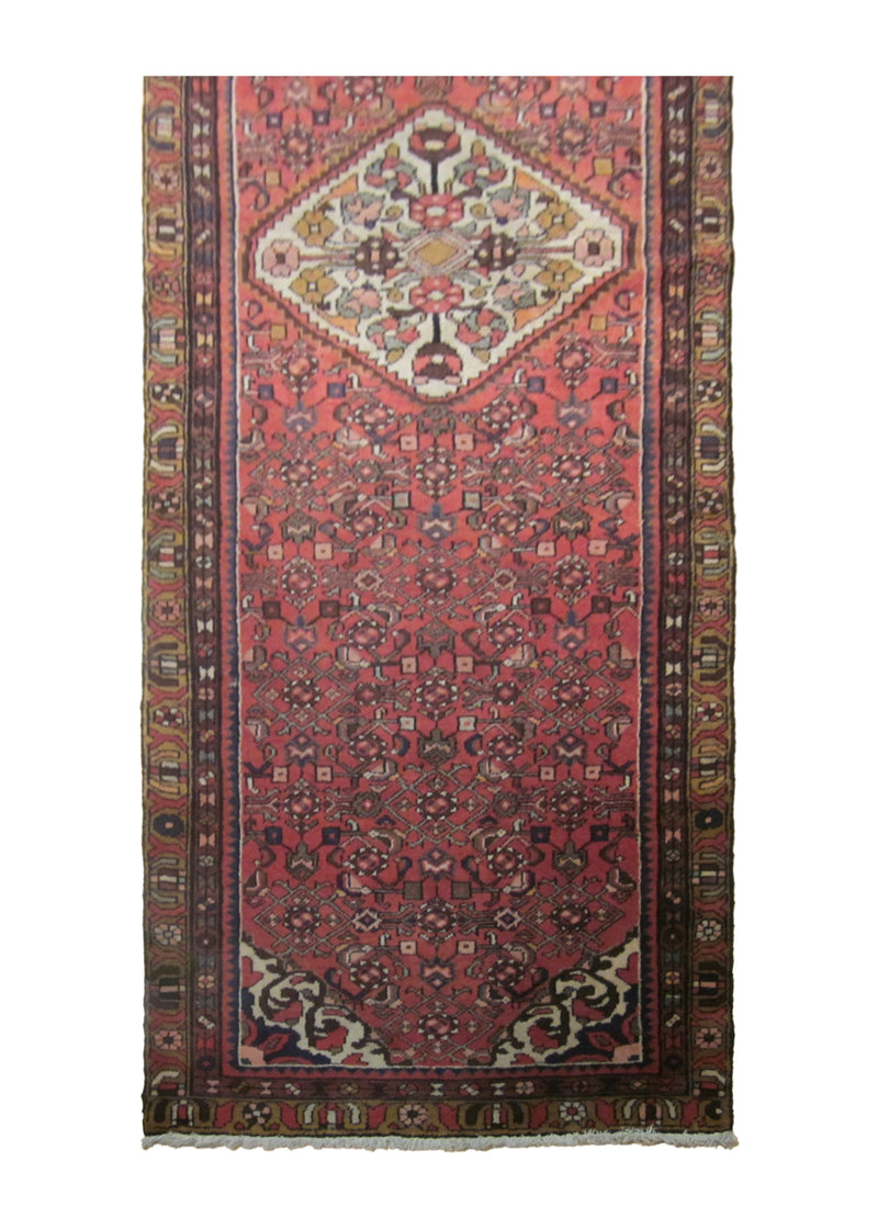A23860 Persian Rug Hossein Abad Handmade Runner Tribal 3'0'' x 4'5'' -3x4- Red Geometric Herati Design