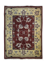A23863 Persian Rug Mahal Handmade Area Tribal 3'9'' x 4'11'' -4x5- Red Yellow Gold Floral Design