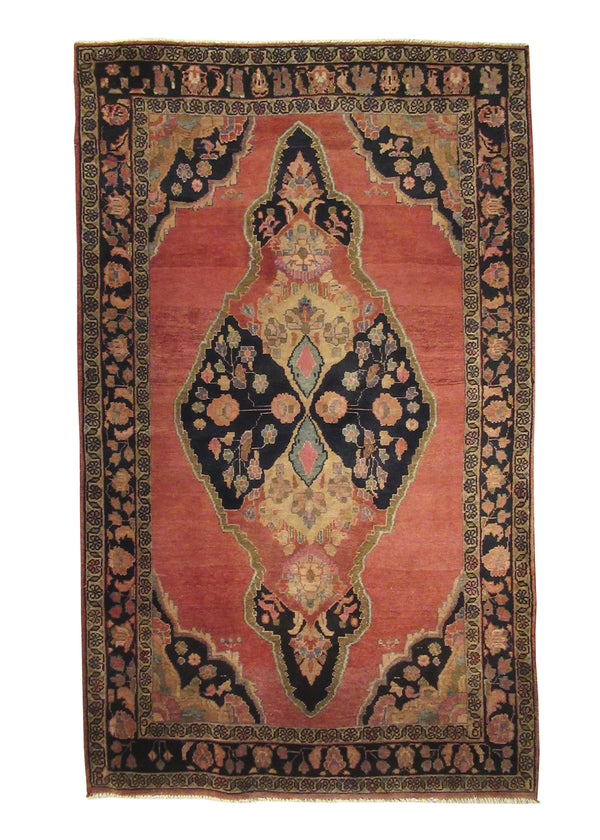 A23901 Persian Rug Azerbaijan Handmade Area Tribal 4'5'' x 7'2'' -4x7- Red Open Field Design
