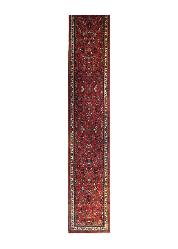 A23904 Persian Rug Hamadan Handmade Runner Tribal 2'11'' x 16'11'' -3x17- Red Floral Design