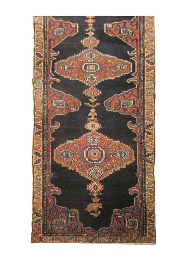 A23906 Persian Rug Mahal Handmade Runner Tribal 3'4'' x 16'1'' -3x16- Blue Red Open Field Design