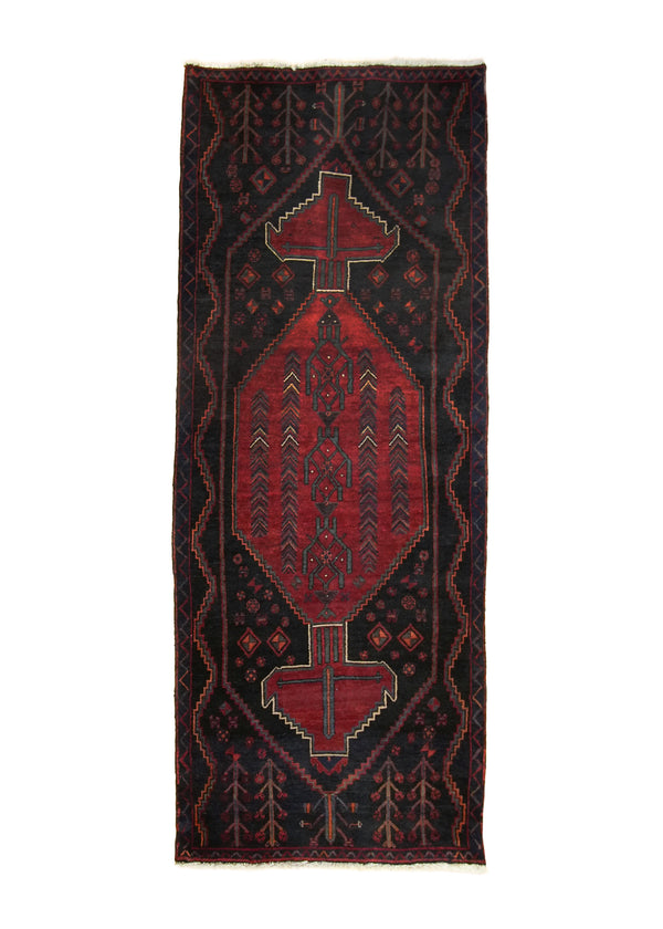 A23920 Persian Rug Azerbaijan Handmade Runner Tribal 3'5'' x 8'7'' -3x9- Red Black Geometric Design.jpg