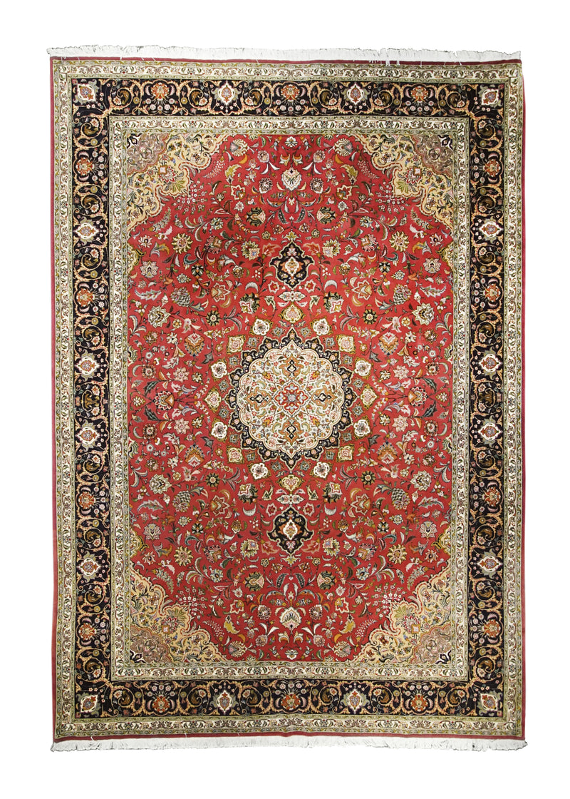 A24039 Persian Rug Tabriz Handmade Area Traditional 8'1'' x 11'4'' -8x11- Red Blue Floral Naghsh Design