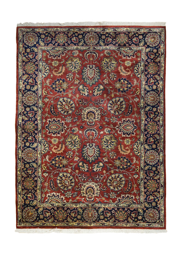 A24041 Oriental Rug Indian Handmade Area Traditional 4'12'' x 7'0'' -5x7- Red Blue Floral Design