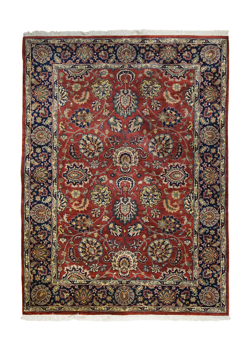 A24041 Oriental Rug Indian Handmade Area Traditional 4'12'' x 7'0'' -5x7- Red Blue Floral Design