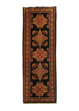A24046 Persian Rug Bijar Handmade Runner Traditional 2'6'' x 8'1'' -3x8- Blue Whites Beige Geometric Design
