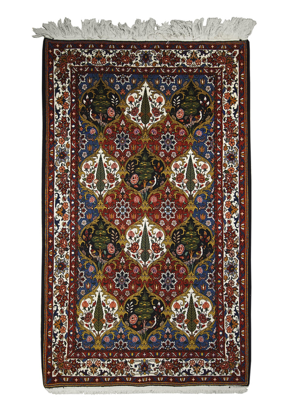 A24049 Persian Rug Bakhtiari Handmade Area Tribal 4'0'' x 6'7'' -4x7- Red Green Garden Design
