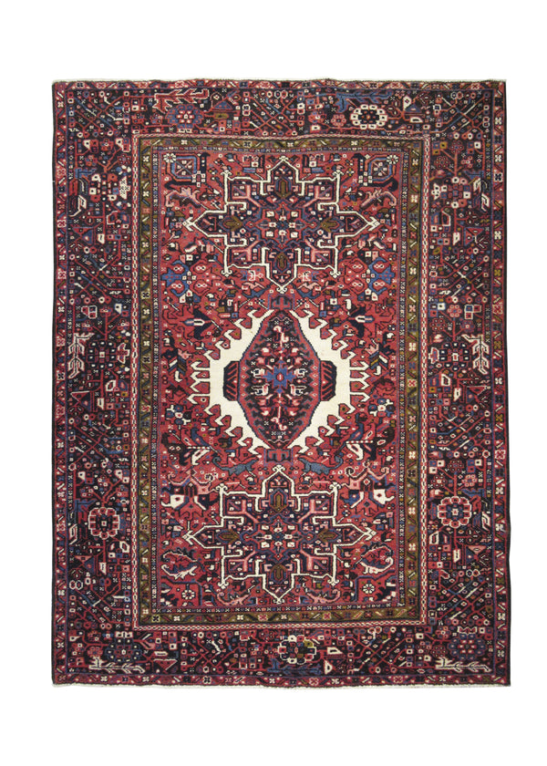 A24050 Persian Rug Gharajeh Handmade Area Tribal 4'8'' x 6'3'' -5x6- Red Geometric Design