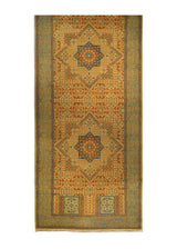 A24072 Oriental Rug Indian Handmade Runner Transitional Tribal 4'2'' x 9'10'' -4x10- Red Blue Tea Washed Mamluk Design