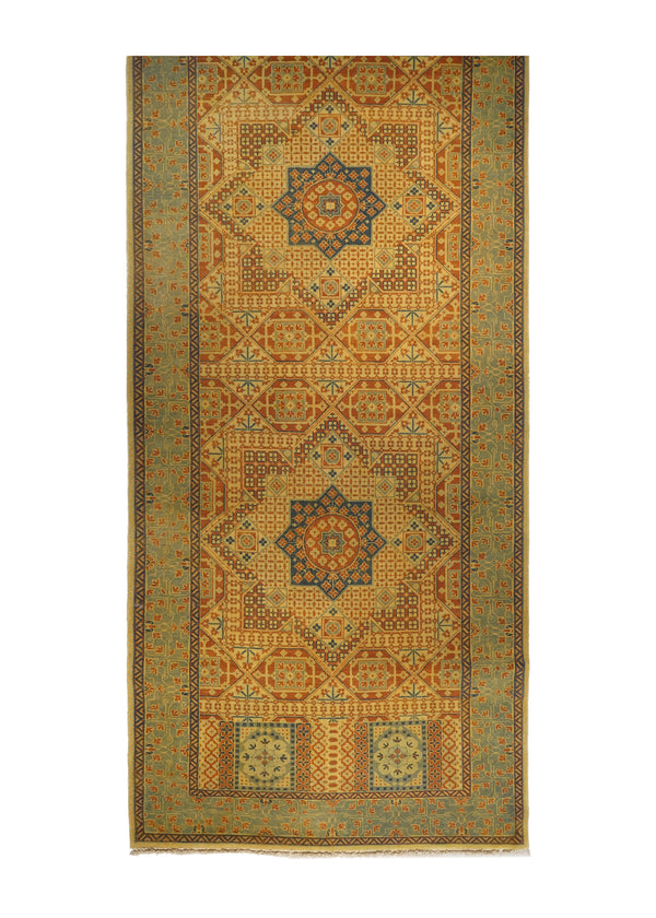 A24072 Oriental Rug Indian Handmade Runner Transitional Tribal 4'2'' x 9'10'' -4x10- Red Blue Tea Washed Mamluk Design