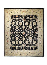 A24127 Oriental Rug Pakistani Handmade Area Transitional 8'3'' x 9'10'' -8x10- Black Yellow Gold Antique Washed Oushak Floral Design