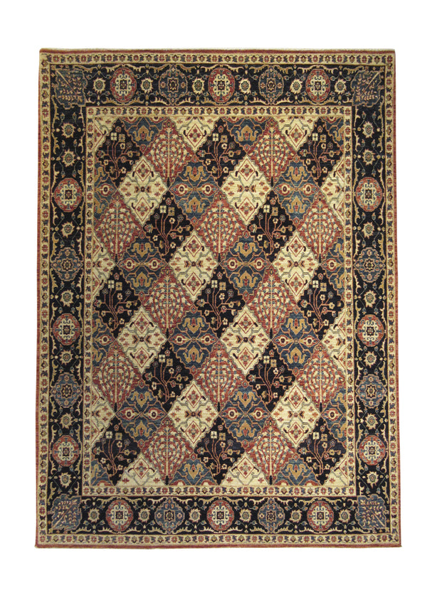 A24165 Oriental Rug Pakistani Handmade Area Transitional 5'11'' x 8'0'' -6x8- Red Blue Whites Beige Antique Washed Bamiyan Garden Design