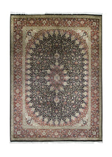 A24279 Oriental Rug Pakistani Handmade Area Transitional Traditional 10'2'' x 14'0'' -10x14- Black Red Kashan Floral Design