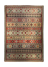A24285 Oriental Rug Turkish Handmade Area Tribal 9'10'' x 13'8'' -10x14- Multi-color Green Kilim Geometric Design