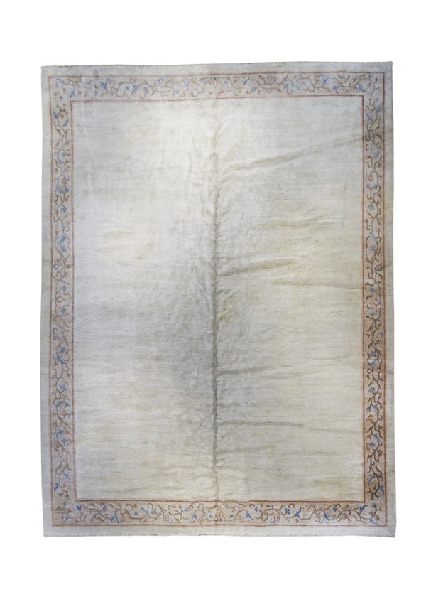 A24300 Oriental Rug Tibetan Handmade Area Traditional 11'2'' x 14'8'' -11x15- Whites Beige Plain Design
