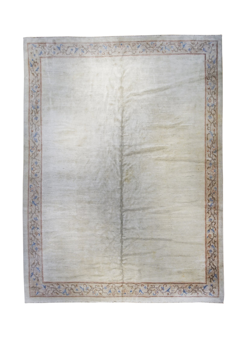 A24300 Oriental Rug Tibetan Handmade Area Traditional 11'2'' x 14'8'' -11x15- Whites Beige Plain Design