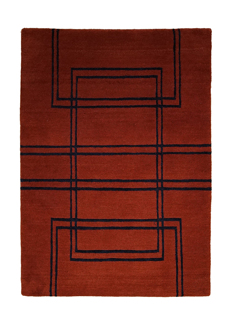 A24374 Oriental Rug Indian Handmade Area Transitional 2'0'' x 3'0'' -2x3- Red Black Tea Washed Plain Design