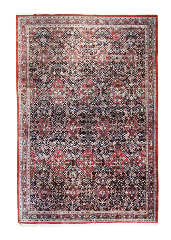 A24397 Persian Rug Meymeh Handmade Area Tribal Antique 11'7'' x 16'10'' -12x17- Blue Red Green Geometric Design