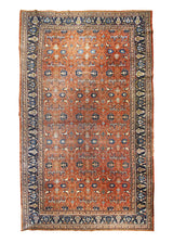A24425 Persian Rug Bijar Handmade Area Traditional Antique 11'3'' x 18'6'' -11x19- Red Blue Floral Design