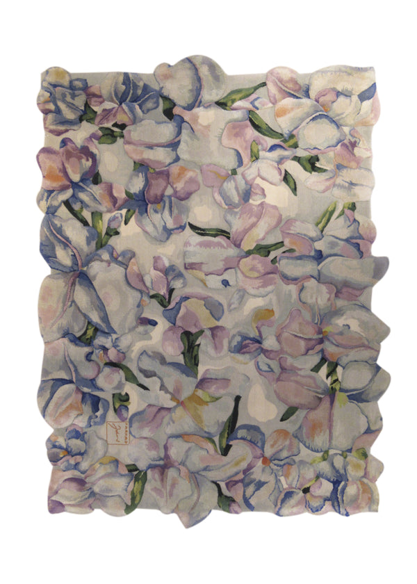 A24445 Oriental Rug Chinese Handmade Area Modern 4'8'' x 6'8'' -5x7- Whites Beige Purple Blue Floral Design