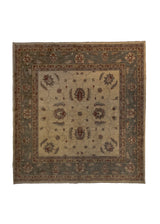 A24516 Oriental Rug Pakistani Handmade Square Transitional 6'5'' x 6'9'' -6x7- Whites Beige Green Antique Washed Oushak Floral Design.jpg