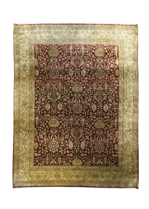 A24612 Oriental Rug Indian Handmade Area Transitional 7'11'' x 10'2'' -8x10- Red Yellow Gold Floral Design