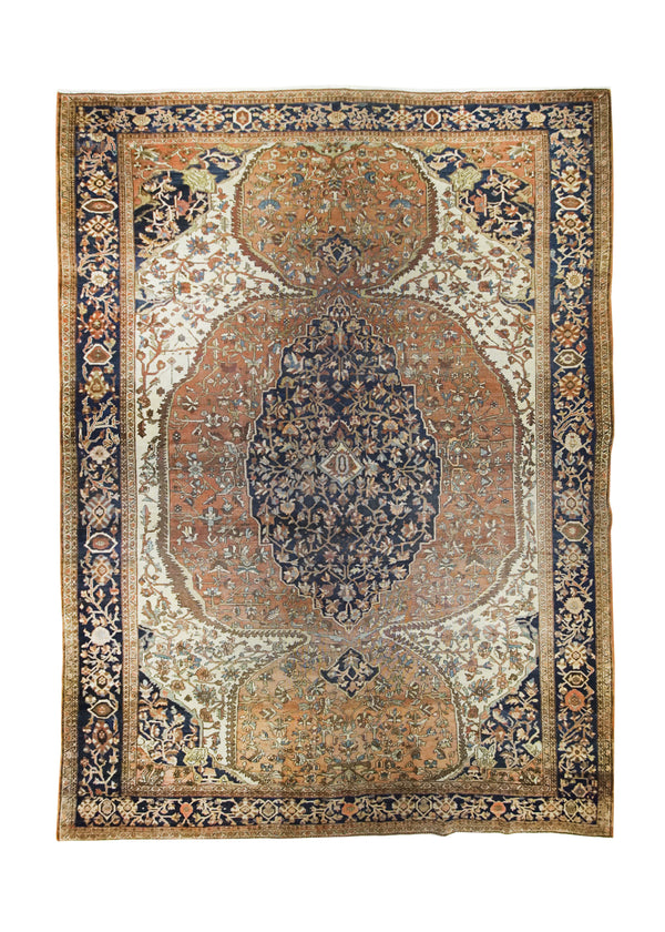 A24636 Persian Rug Sarouk Handmade Area Traditional Antique 10'3'' x 13'10'' -10x14- Red Blue Herati Design