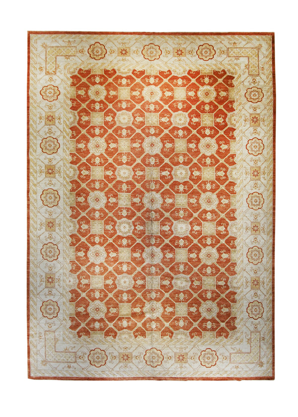 A24645 Oriental Rug Pakistani Handmade Area Transitional 12'2'' x 16'11'' -12x17- Red Yellow Gold Antique Washed Oushak Floral Design