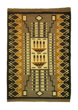 A24649 Native American Rug Navajo Handmade Area Tribal 3'8'' x 5'1'' -4x5- Gray Black Brown Storm Geometric Design