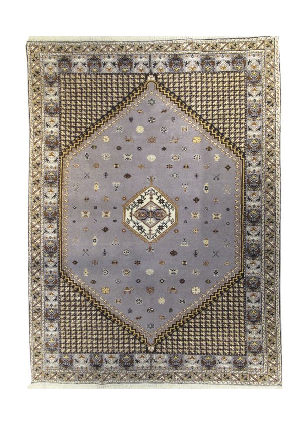 A24651 Oriental Rug Moroccan Handmade Area Tribal 4'12'' x 6'8'' -5x7- Gray Purple Geometric Design