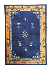A24678 Oriental Rug Chinese Handmade Area Traditional Antique 5'10'' x 8'7'' -6x9- Blue Peking Symbol Design
