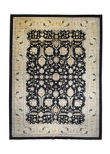 A24715 Oriental Rug Pakistani Handmade Area Transitional 10'1'' x 13'8'' -10x14- Black Whites Beige Antique Washed Oushak Design