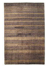 A24728 Oriental Rug Pakistani Handmade Area Transitional Tribal 5'7'' x 8'4'' -6x8- Brown Gabbeh Stripes Design