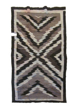 A24743 Native American Rug Navajo Handmade Area Tribal Antique 4'4'' x 7'5'' -4x7- Brown Whites Beige Geometric Design