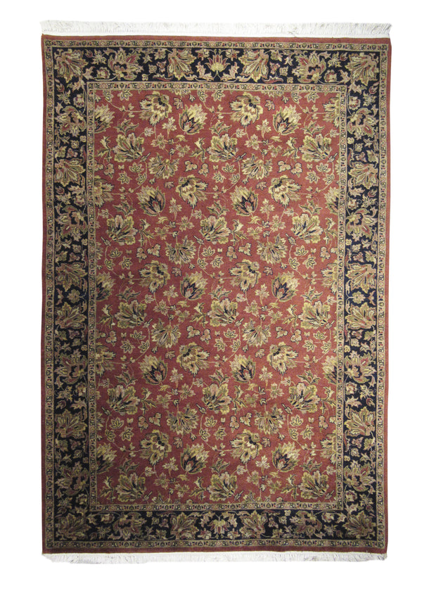 A24839 Oriental Rug Indian Handmade Area Traditional 5'11'' x 8'9'' -6x9- Red Floral Design