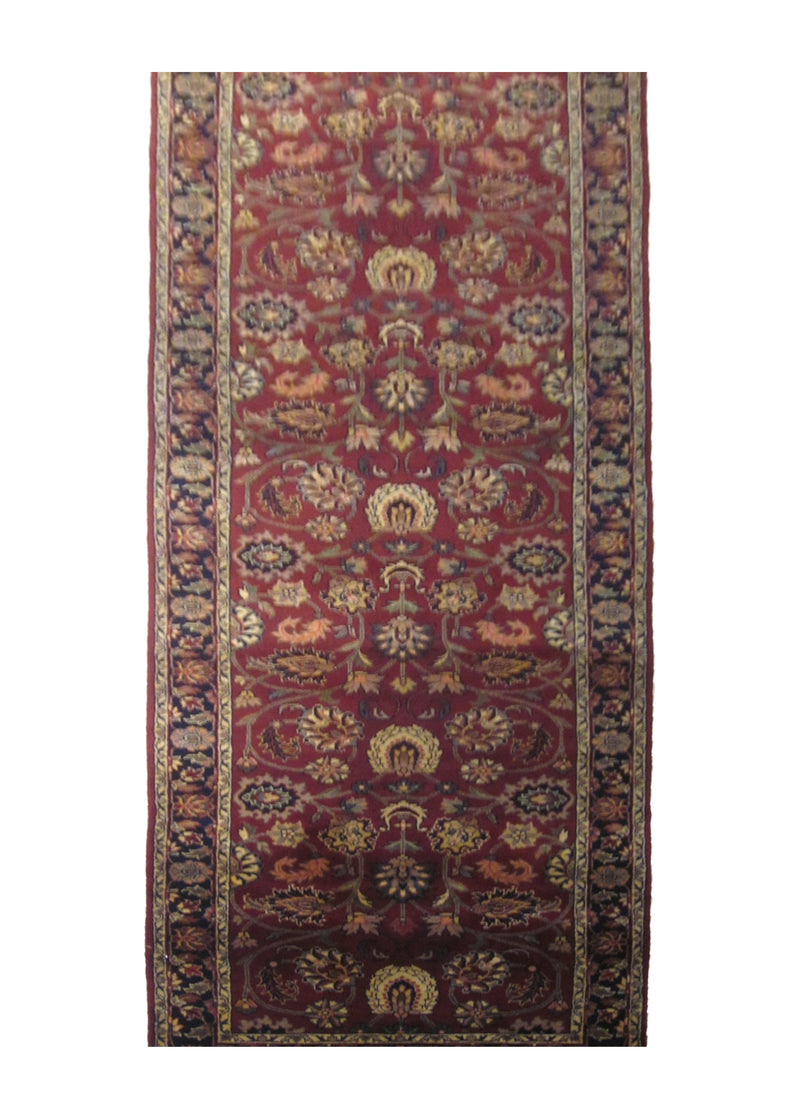A24843 Oriental Rug Indian Handmade Runner Traditional 2'7'' x 10'0'' -3x10- Red Blue Floral Design