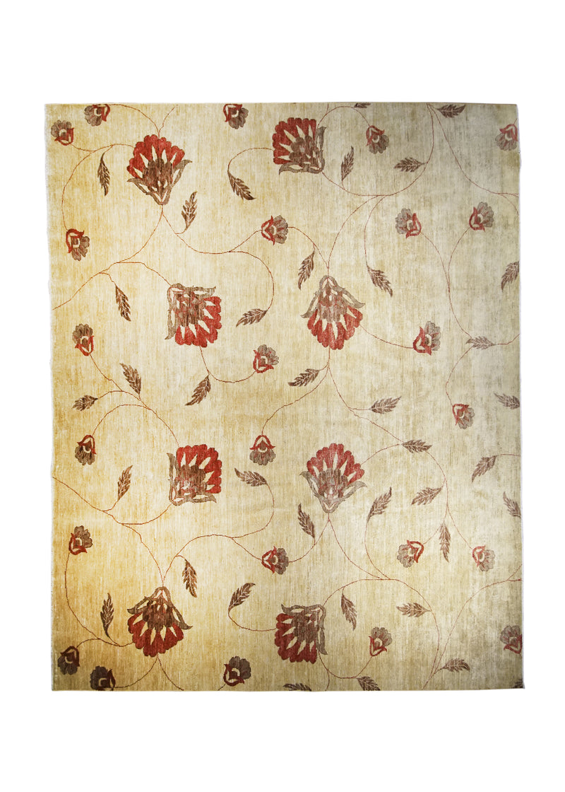 A24918 Oriental Rug Pakistani Handmade Area Transitional 8'10'' x 11'0'' -9x11- Yellow Gold Antique Washed Floral Design