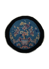 A24937 Oriental Rug Chinese Handmade Round Traditional Antique 1'8'' x 1'10'' -2x2- Blue Black Fetti Floral Design