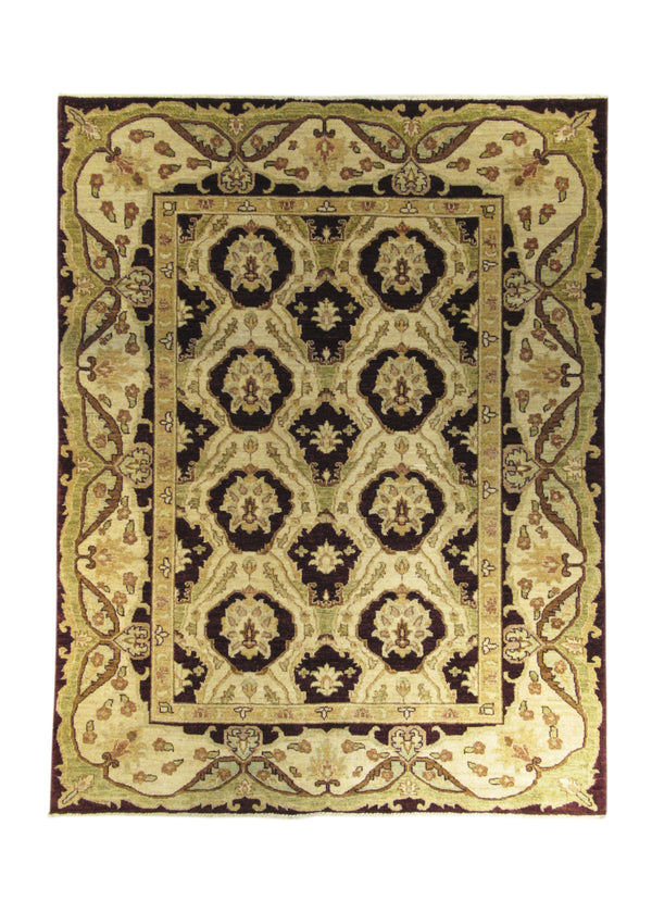 A24994 Oriental Rug Pakistani Handmade Area Transitional 4'11'' x 6'5'' -5x6- Red Whites Beige Brown Antique Washed Oushak Floral Design