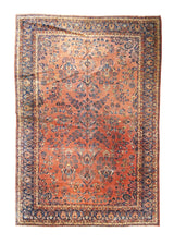 A25092 Persian Rug Mohajeran Sarouk Handmade Area Traditional Antique 11'2'' x 16'2'' -11x16- Red Blue Floral Design