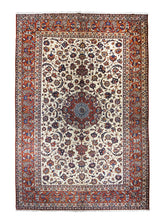 A25102 Persian Rug Isfahan Handmade Area Traditional 9'12'' x 14'9'' -10x15- Whites Beige Red Blue Floral Design